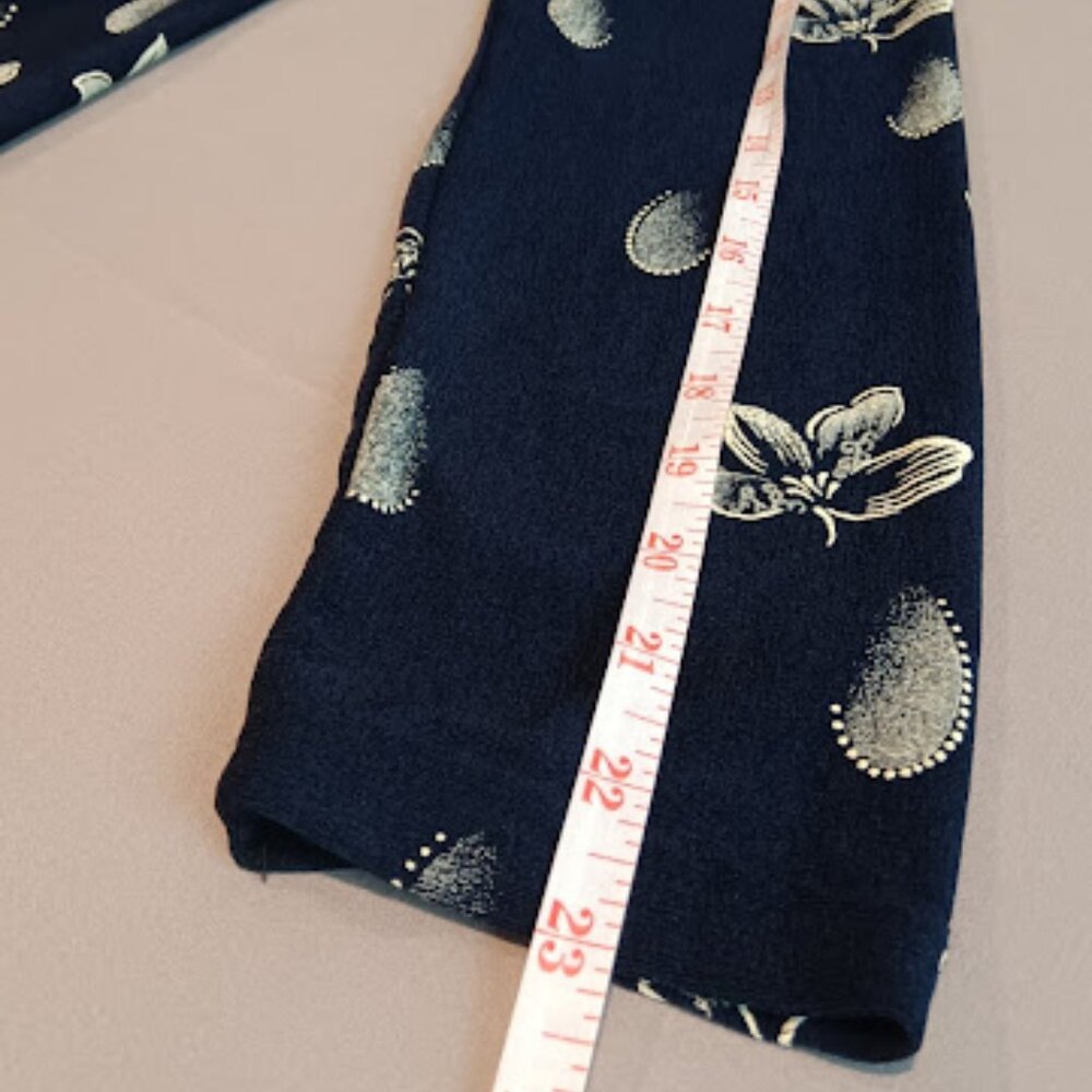 Vintage Superline USA Maxi Dress XL Gold Floral Navy Long Sleeve Elegant Beauty - Picture 10 of 13